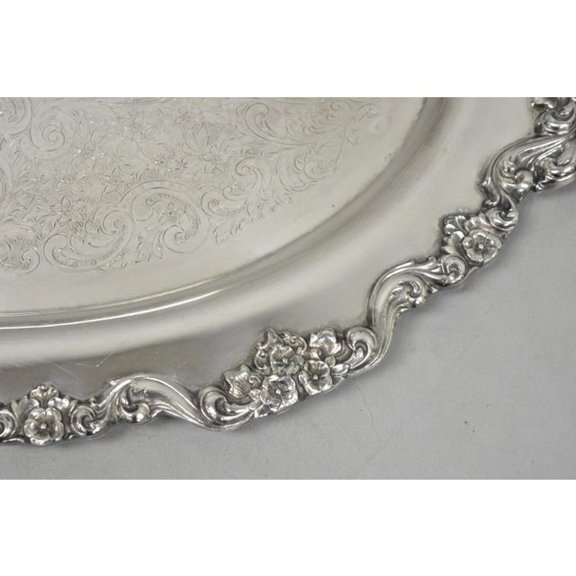 Mid 20th Century Vintage Poole 400 Lancaster Rose Oval Silver Plated Bar Serving Platter Tray For Sale - Image 5 of 14