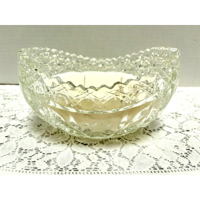 Vintage Textured Glass Bowl With Handcrafted Soy Wax Candle For Sale - Image 9 of 9