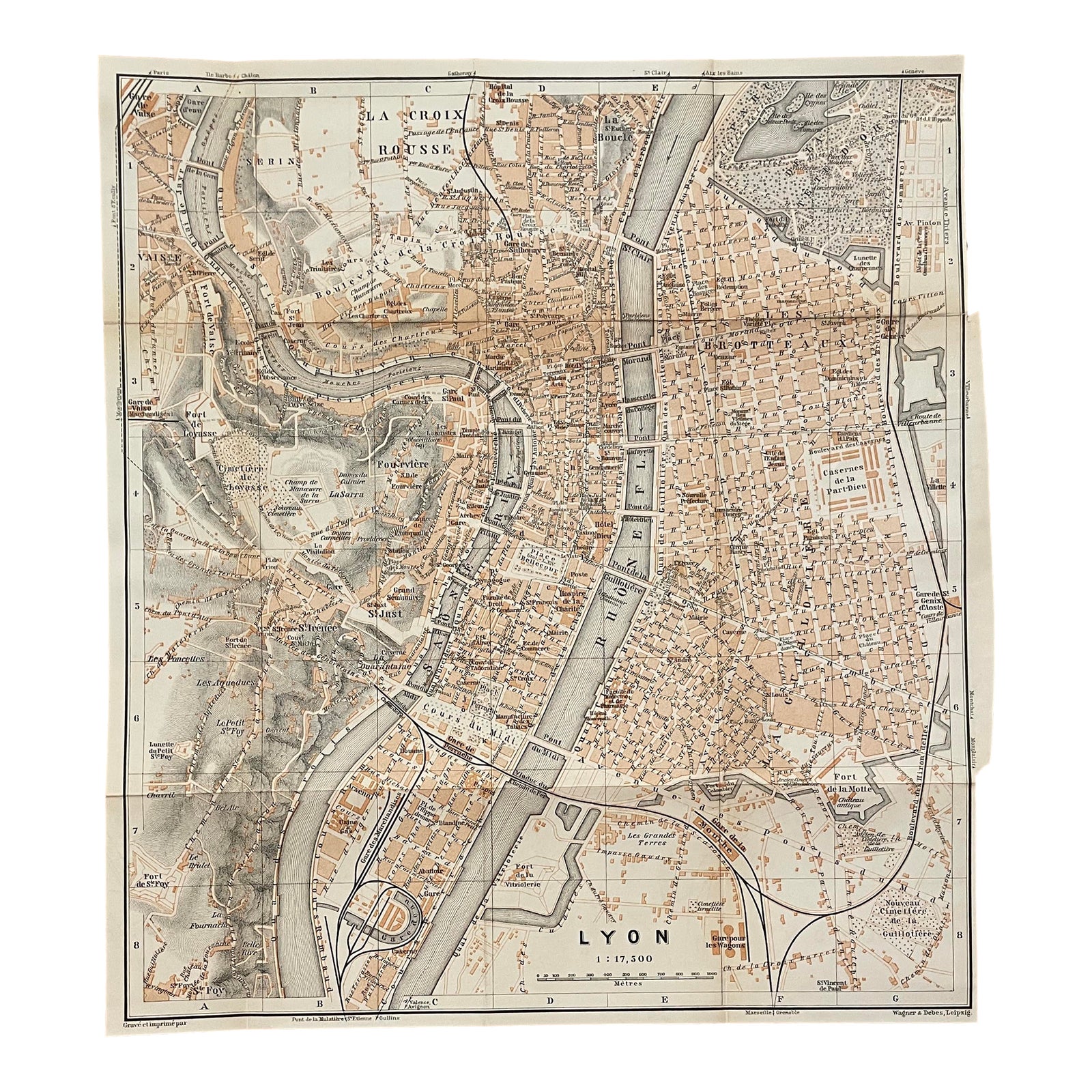 Antique Map of Lyon France | Chairish