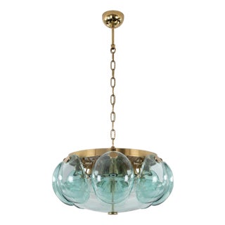 1960s Cristal Arte Beveled Glass & Brass Pendant For Sale