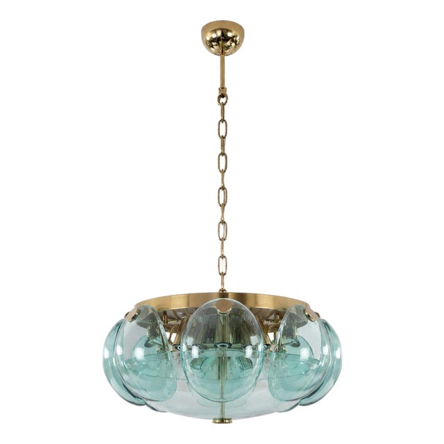 1960s Cristal Arte Beveled Glass & Brass Pendant For Sale