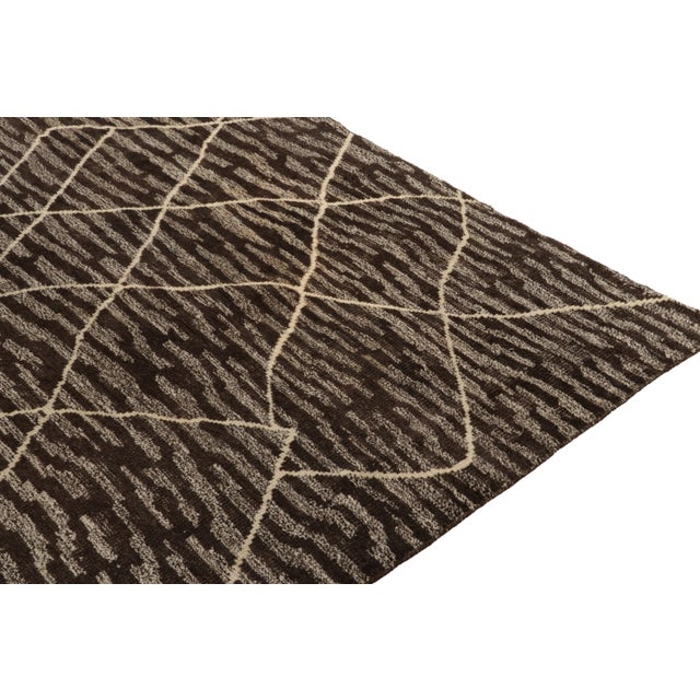 2010s Moroccan Style Rug in Brown & Off White Tribal Pattern by Rug & Kilim For Sale - Image 5 of 6