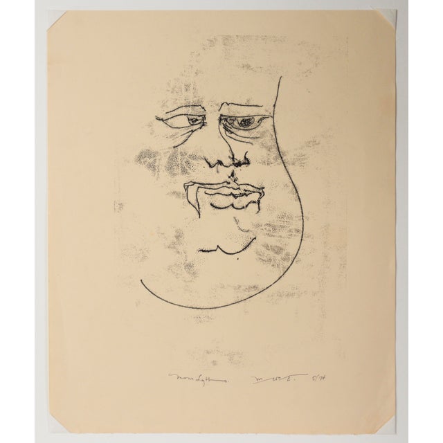 Paper Visage - 1974 Original Monoprint Lithograph on Paper by Michael William Eggleston For Sale - Image 7 of 7