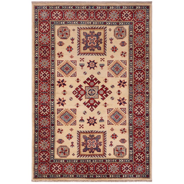 Tribal Kazak Gold/Red Wool Rug - 3'3''x4'9'' For Sale - Image 10 of 10