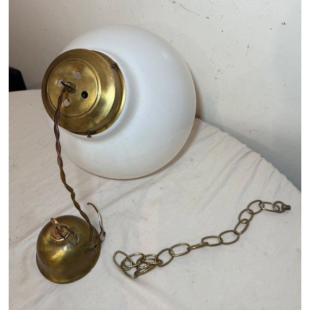 Vintage Hand Blown Italian Venetian Opal Glass Chandelier Ceiling Fixture Shade For Sale - Image 11 of 13