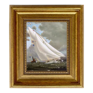 "Mischief 1881" Framed Print on Canvas in Antiqued Gold Frame- Framed to 8-1/2" X 9-1/2"