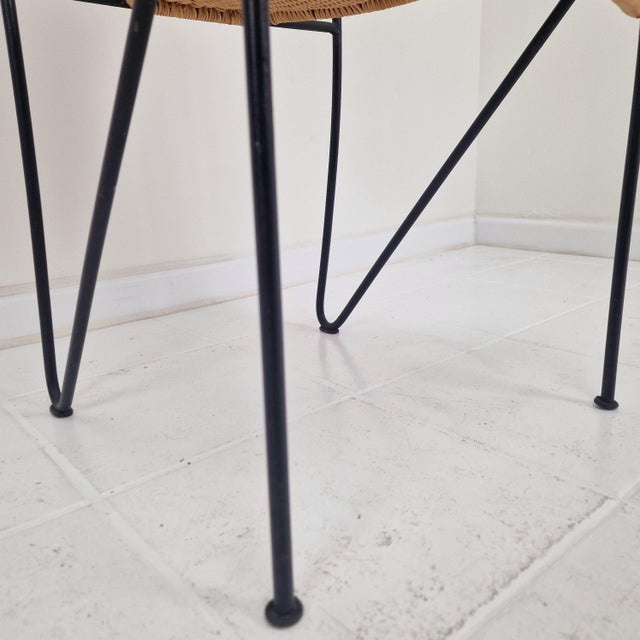 Vintage Wicker and Iron Armchairs by Frederic Weinberg, 1950s, Set of 8 For Sale - Image 11 of 18