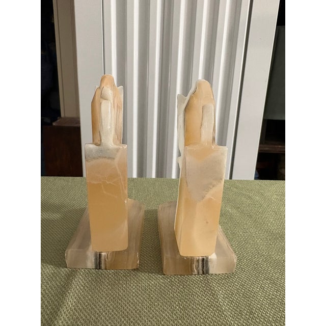 Pair of Vintage White Onyx Horse Head Bookends, Late 20th Century For Sale - Image 4 of 5