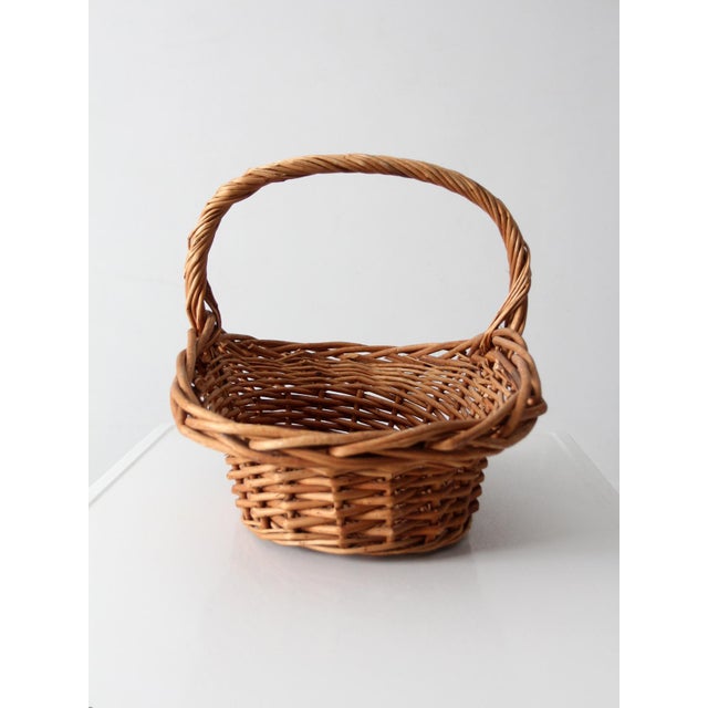 Vintage Wicker Gathering Basket For Sale - Image 4 of 10