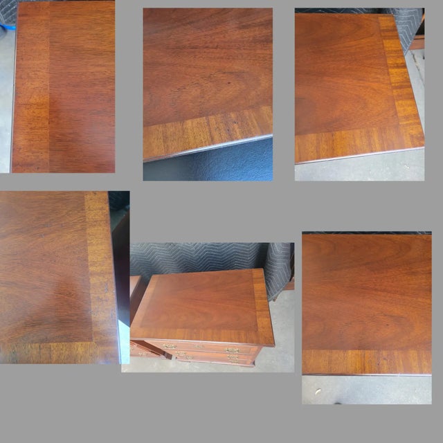 Late 20th Century Stanley Furniture Stoneleigh Mahogany Nightstands With Pull-Out Tray (Pair) For Sale - Image 5 of 5