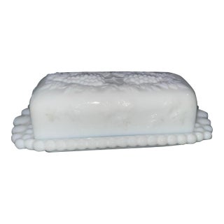 Vintage 1960’s Westmorland Glass Co. Milk Glass Covered Butter Dish, Unmarked For Sale