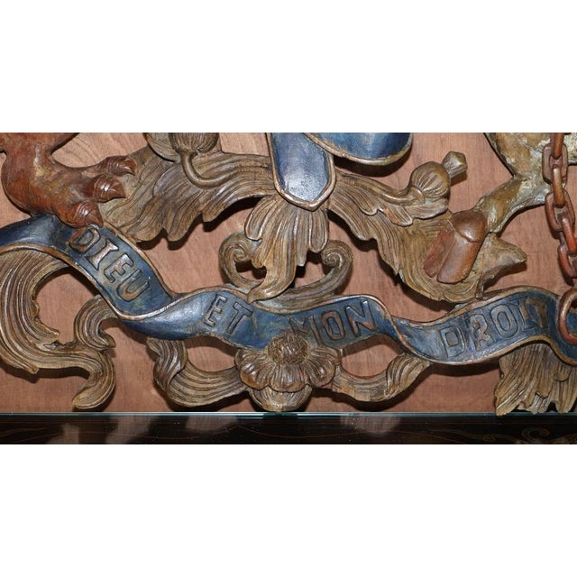 Royal Handcarved Armorial Crest Coat of Arms in Painted Polychrome, 1707-1714 For Sale - Image 15 of 18