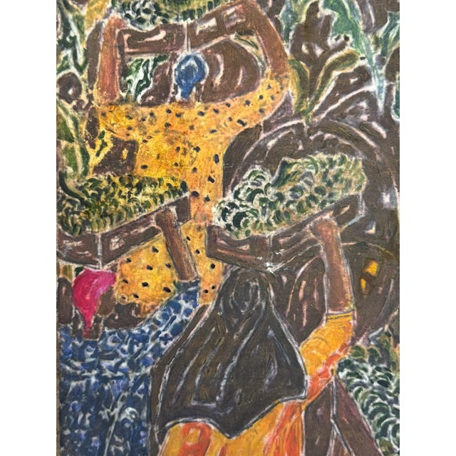 1960s 1960s Inji Efflatoun “Untitled” Mixed Media Painting, Egypt For Sale - Image 5 of 5