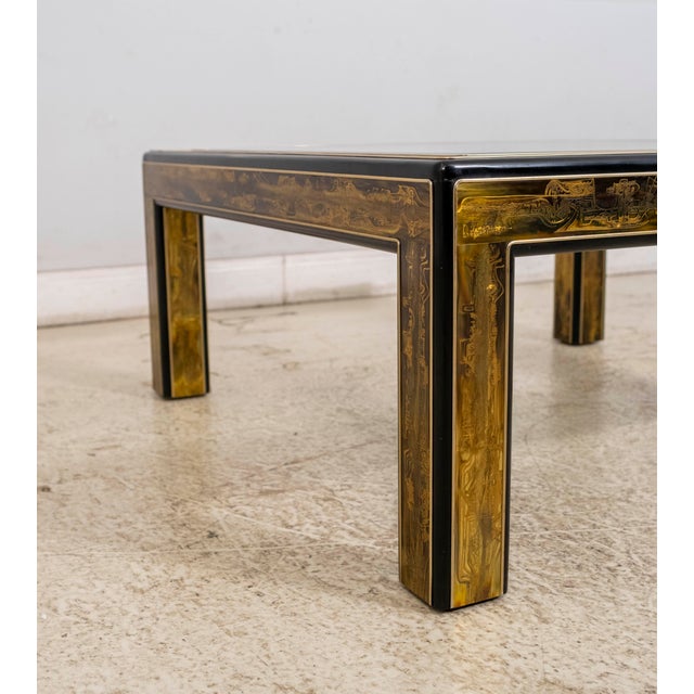 Bernard Rhone Mastercraft Acid Etched Glass Top Coffee Table For Sale - Image 10 of 15