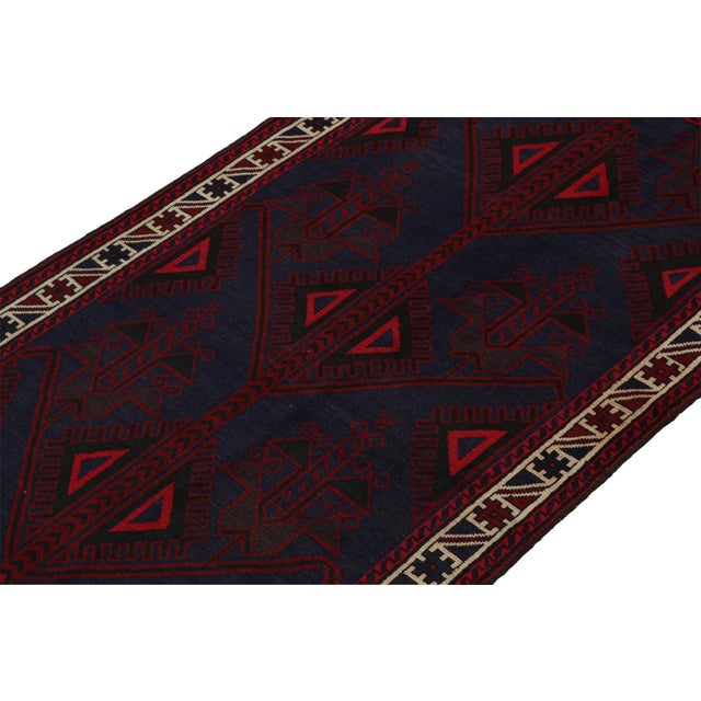 Rug & Kilim 1950s Vintage Baluch Tribal Rug in Red & Navy Blue Patterns by Rug & Kilim For Sale - Image 4 of 7