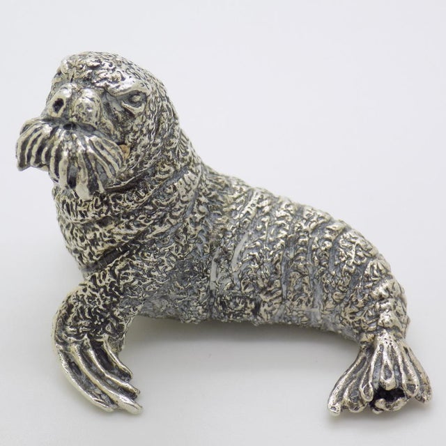 Large Vintage Italian Genuine Silver Walrus Figurine by Cerreti, 1960s For Sale - Image 15 of 15