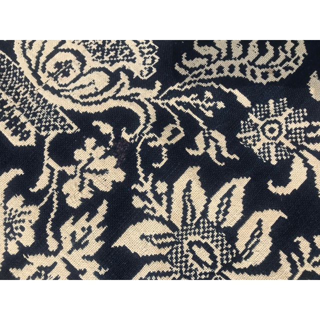 Antique 1844 Jacquard Hand-Loomed Blue Cream Cotton Wool Textile Coverlet For Sale - Image 9 of 13