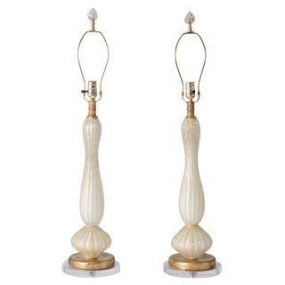 Pair of Mid-Century Italian Murano Art Glass Lamps For Sale