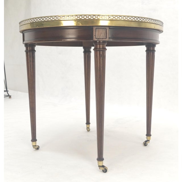 Widdicomb Round Brass Gallery Top Fluted Legs Lamp Side Table on Casters MINT For Sale - Image 13 of 13