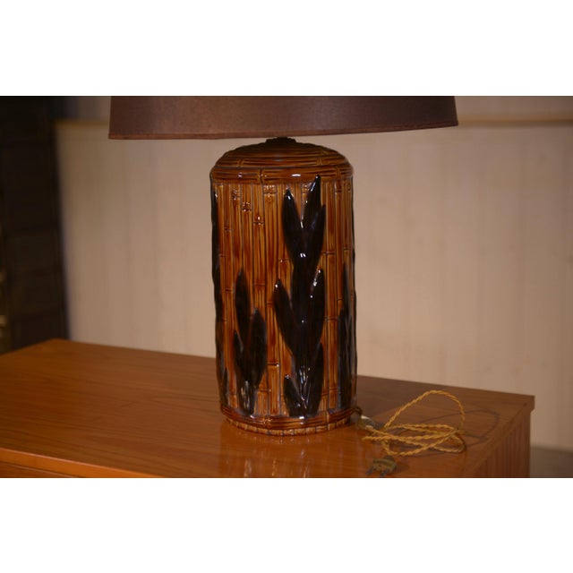 1960s Ceramic Lamp with Bamboo Decor, 1960s For Sale - Image 5 of 10
