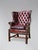 Antique Burgundy Brown Leather Wing Chair, 1880 For Sale - Image 3 of 7