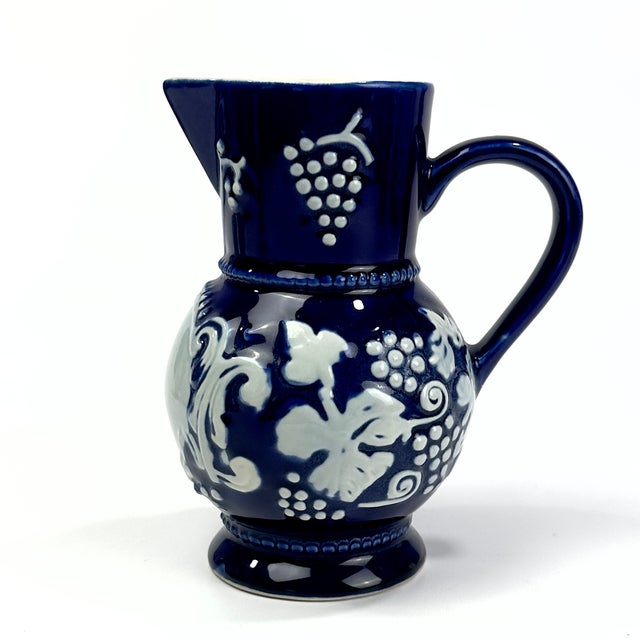 Vintage Blue & White Ceramic Pitcher Curation - Group of 5 For Sale - Image 14 of 18