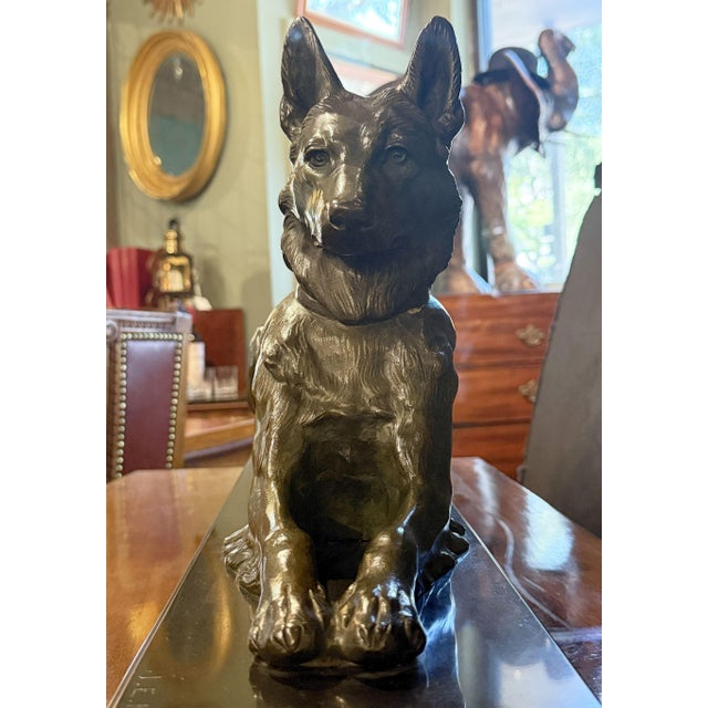French Alsatian Dog Sculpture of Patinated Bronze by Jules Edmond Masson For Sale - Image 4 of 12