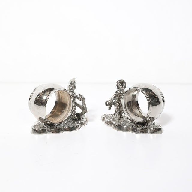 Victorian Late 19th Century Victorian Silver-Plated Figural Napkin Rings - a Pair For Sale - Image 3 of 11