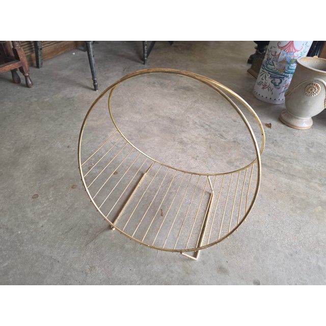 Vintage Mid-Century Modern Brass Hoop Wire Log Holder & Record Rack For Sale - Image 4 of 17