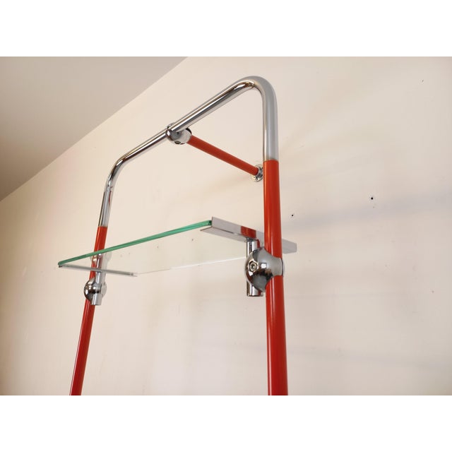 Bauhaus-Style Modular Bookcase in Red Metal, Chrome and Glass, 1970s For Sale - Image 17 of 18