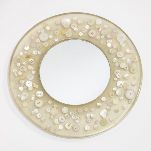 Plastic Mirror with Button Inclusions attributed to Pierre Giraudon, 1970s For Sale - Image 7 of 7