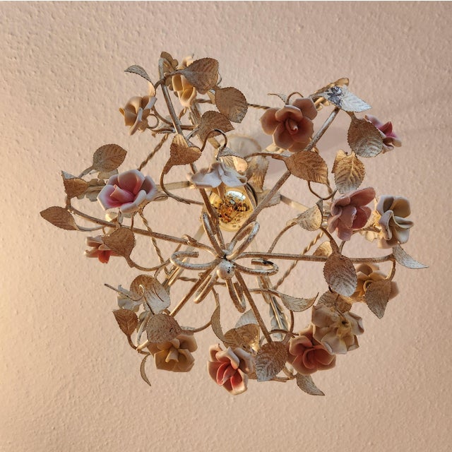 Vintage Hand-Forged Toleware Pendant Lamp, 1950s For Sale - Image 13 of 18