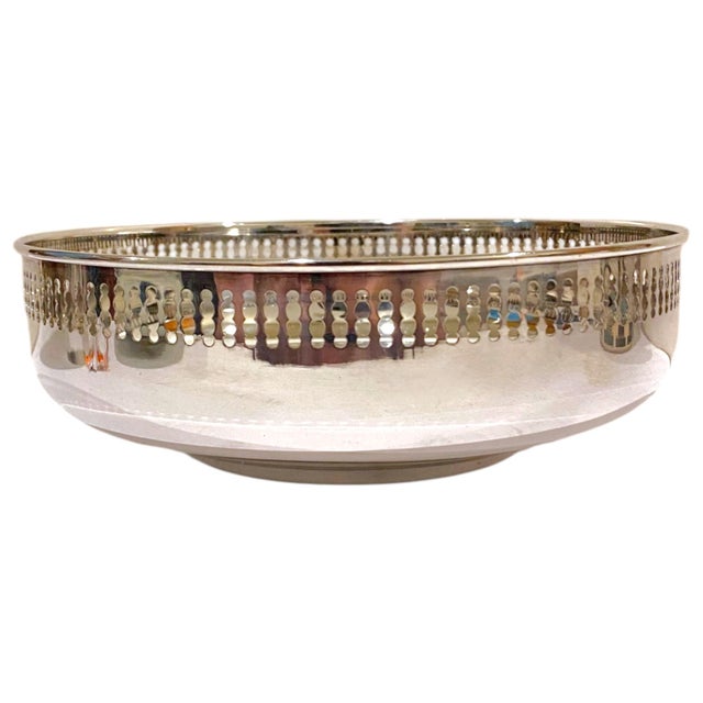 Vintage Italian Greggio .800 Silver Pierced Gallery Centerpiece Bowl Not Sterling For Sale - Image 4 of 11