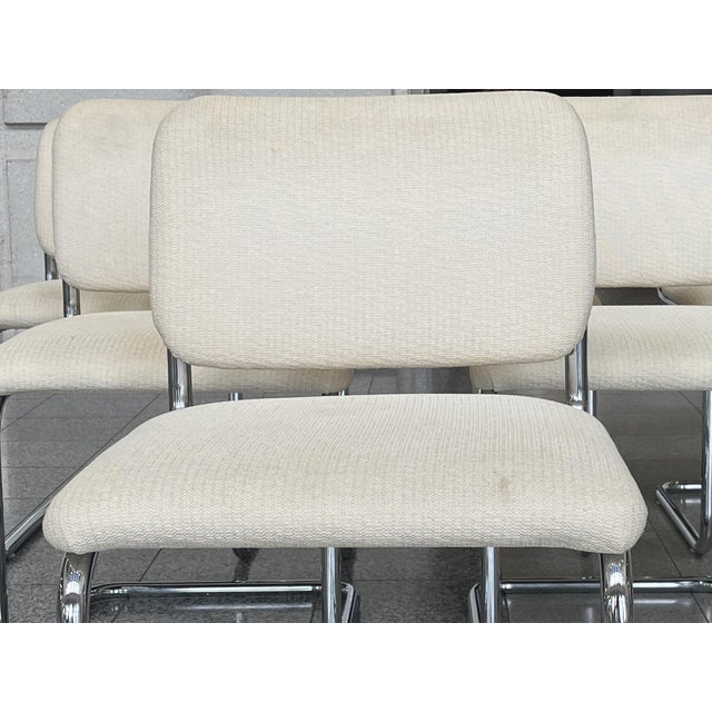 Metal Marcel Breuer Style Tubular Chromed Steel Dining Chairs - A Set of 6 For Sale - Image 7 of 13