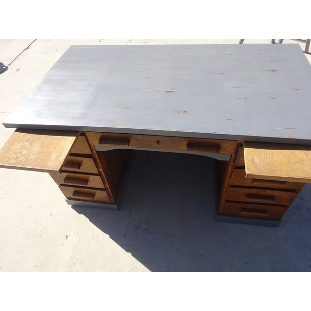 Vintage American Oak Desk, 1950s For Sale - Image 15 of 18