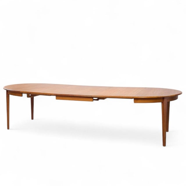 Mid-Century Modern Arne Vodder Mid Century Danish Teak Expanding Round Dining Table With 3 Leaves For Sale - Image 3 of 16