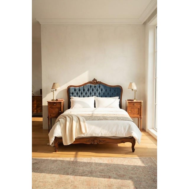 P0293 An elegant pair of French turn-of-the-century mahogany bedside cupboards or nightstands, dating from circa 1900....