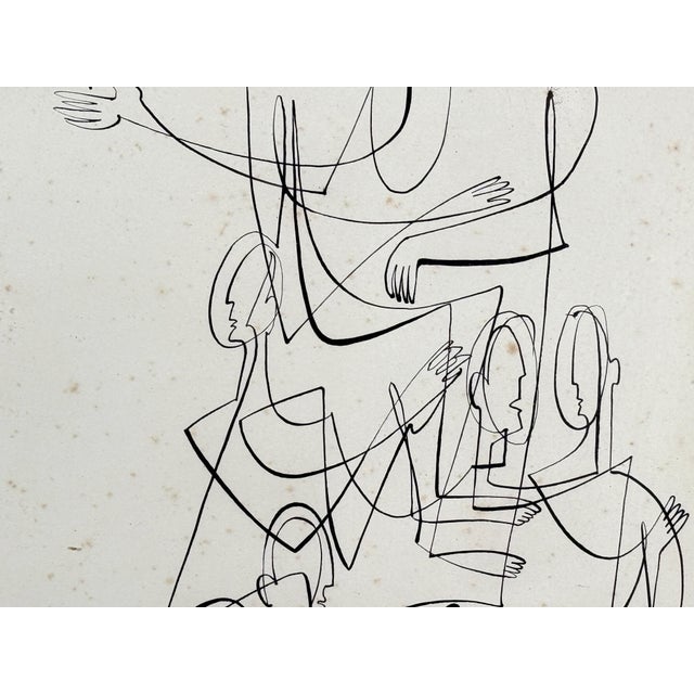 Modernist Figurative Pen and Ink Drawing Corporate Structure by Betty Wells For Sale - Image 4 of 10