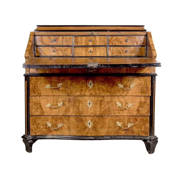 Lombard Drop-Leaf Cabinet in in Walnut Root Veneer with Ebonized Profiles, 18th Century For Sale - Image 5 of 11
