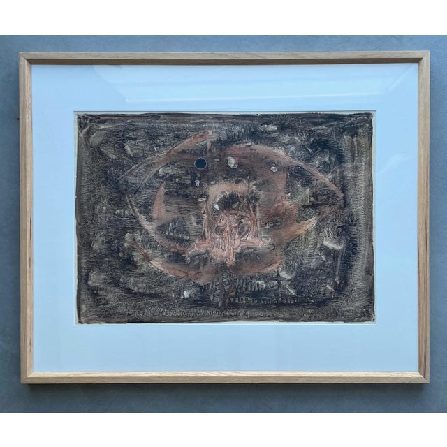 1960s Mid-Century Abstract Ink Painting by Jyoti Swaroop For Sale - Image 5 of 5