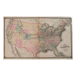 1875 Warner & Beers United States Railroad Map For Sale