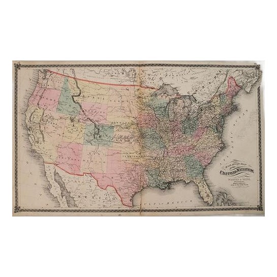 1875 Warner & Beers United States Railroad Map For Sale