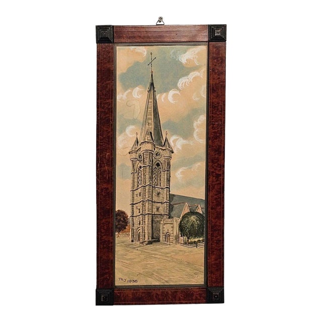 Watercolor of a Church, u.s.a., 1935 For Sale