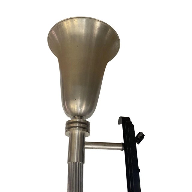 1930s Large 30" Machine Age Spun Aluminum & Steel Torchiere Wall Sconce, 4 Available For Sale - Image 5 of 6