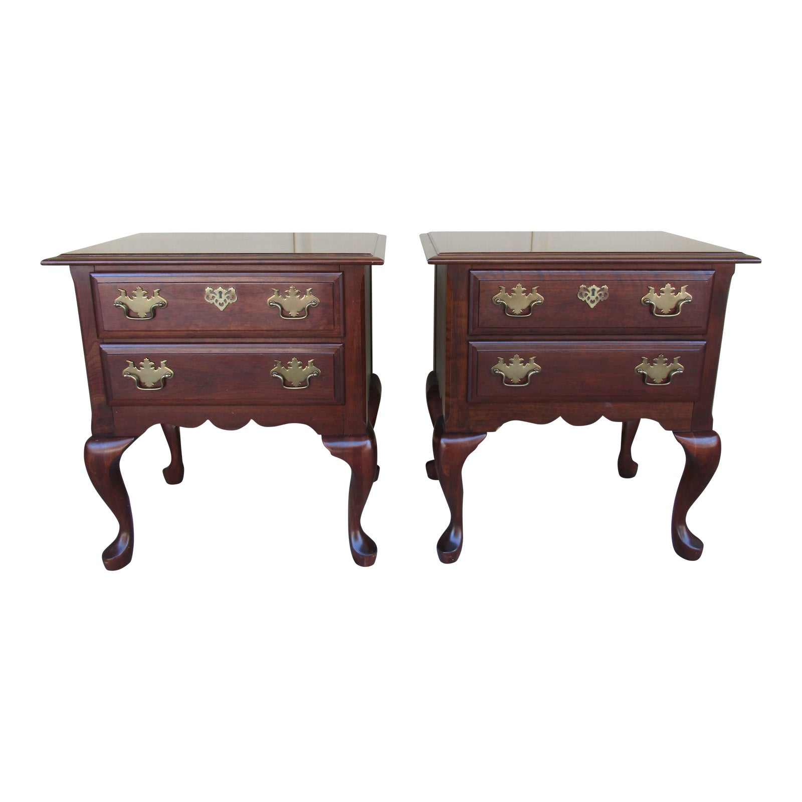1970s Queen Anne Style Two Drawer Nightstandsa Pair Chairish