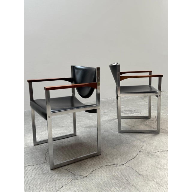Bauhaus Office Armchairs in Leather, Nutwood and Chrome from Lübke, Germany, 1960s, Set of 2 For Sale - Image 13 of 13