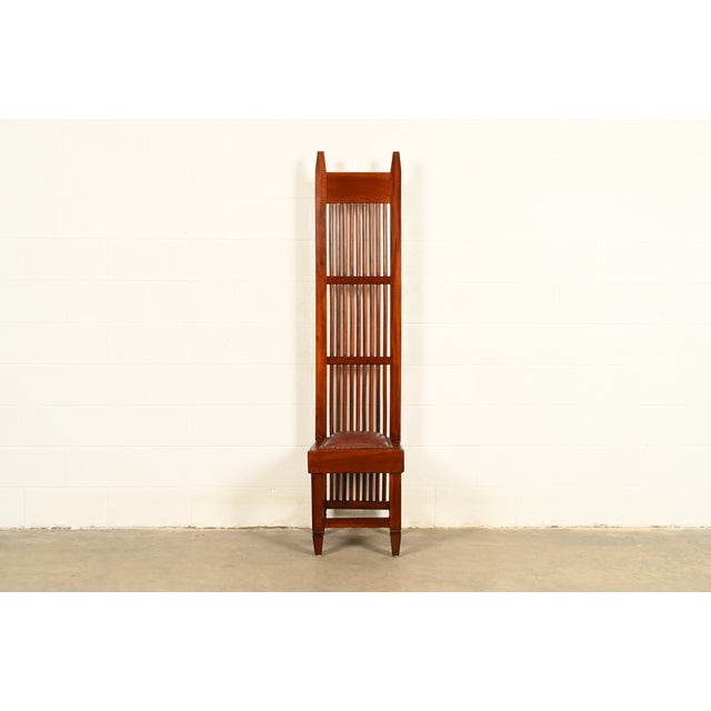 Frank Lloyd Wright Style Arts & Crafts Mahogany Monumental High Back Side Chair or Dining Chair For Sale - Image 13 of 13