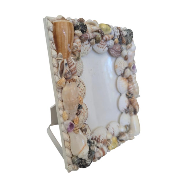 Shell Vintage Coastal Regency Sea Shell Encrusted Picture Frame For Sale - Image 7 of 8