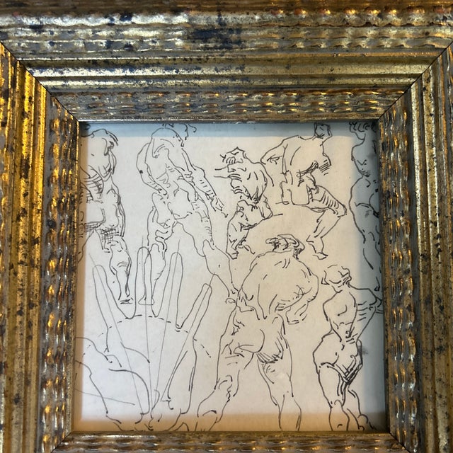 1940’s original abstract life study ink drawing in a chunky gold frame. Measures 5x5/ approximately 12.5x12.5 framed....