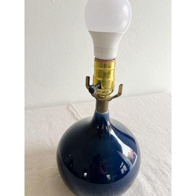 Blue 1960s Mid-Century Modern Lotte and Gunnar Bostlund Table Lamp, Ultramarine Blue For Sale - Image 8 of 9